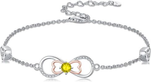 Infinity Birthstone Charm Link Bracelet 925 Sterling Silver Infinity Bracelet with 12 Months Birthstone Birthday Jewelry Gifts for Women Mom Her,Chain Length 7"+2" Extend in Kuwait