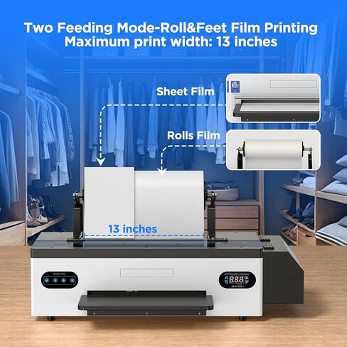 طابعة نقل A3 DTF مع مجموعة حزمة الفرن، آلة طابعة L1800 DTF أقصى عرض للطباعة 13 بوصة، سرعة عالية، برنامج طباعة آمن، وحدة تغذية لفة لطباعة القمصان والقمصان ذات القلنسوة الداكنة والخفيفة in Saudi Arabia