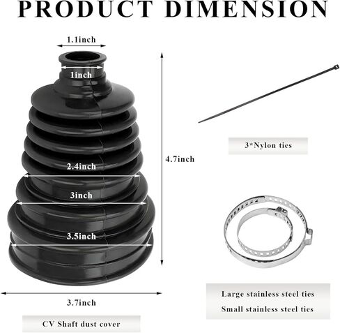 CV Joint Boot Kit, Flexible Silicone Constant Velocity Joint Boot with 2 Clamps & 3 Cable Ties, Universal Dustproof CV Axle Boots Repair Kit Fits Shaft Size 19mm-24mm in Saudi Arabia