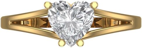 Clara Pucci 14K Solid Yellow Gold 1 ctw Mois Solitaire Ring for Women | Anniversary, Birthday Gift | 6.5mm Heart Cut in Saudi Arabia