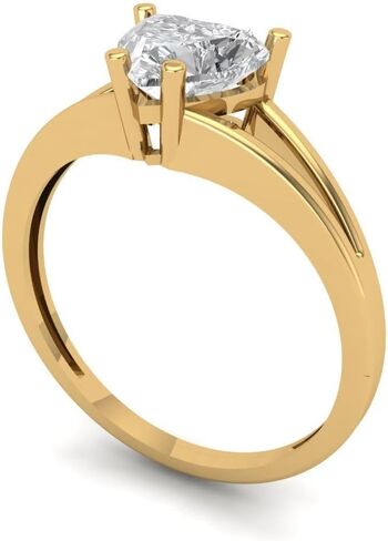 Clara Pucci 14K Solid Yellow Gold 1 ctw Mois Solitaire Ring for Women | Anniversary, Birthday Gift | 6.5mm Heart Cut in Saudi Arabia