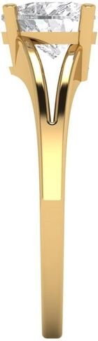 Clara Pucci 14K Solid Yellow Gold 1 ctw Mois Solitaire Ring for Women | Anniversary, Birthday Gift | 6.5mm Heart Cut in Saudi Arabia