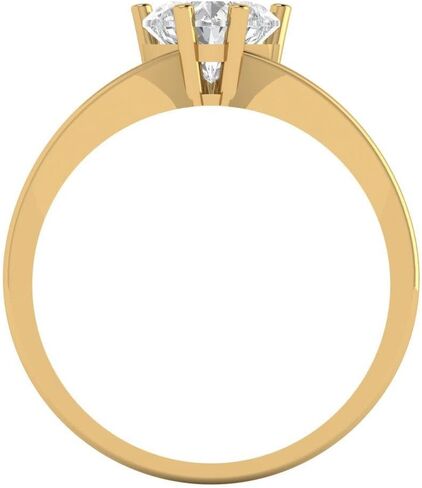 Clara Pucci 14K Solid Yellow Gold 1 ctw Mois Solitaire Ring for Women | Anniversary, Birthday Gift | 6.5mm Heart Cut in Saudi Arabia