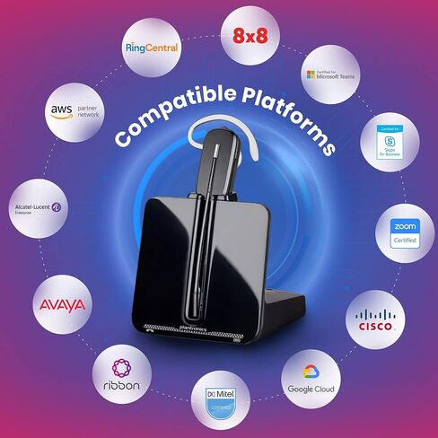 مجموعة حامل شحن سماعة الرأس وسماعة الرأس اللاسلكية Plantronics CS540 - متوافقة مع هواتف مكتب NEC DSX 34B، والرد الإلكتروني (EHS)، وعصابة الرأس، وغطاء الأذن، وبطارية 8 ساعات in Saudi Arabia
