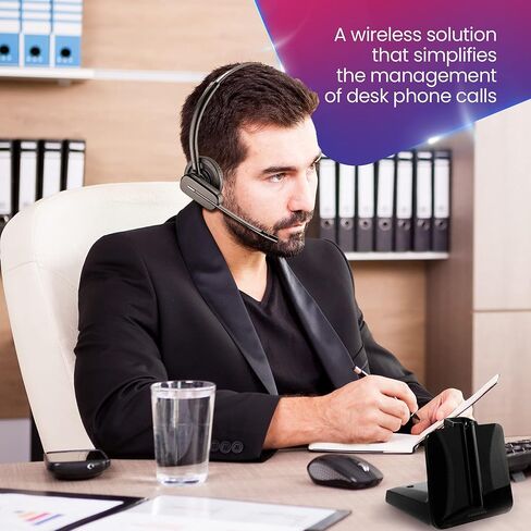 مجموعة حامل شحن سماعة الرأس وسماعة الرأس اللاسلكية Plantronics CS540 - متوافقة مع هواتف مكتب NEC DSX 34B، والرد الإلكتروني (EHS)، وعصابة الرأس، وغطاء الأذن، وبطارية 8 ساعات in Saudi Arabia
