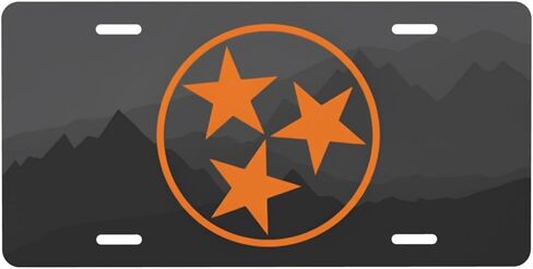 لوحة ترخيص Tennessee Orange Tri Star - لوحة تزيين من الألومنيوم للسيارات، علامة تلقائية أمامية مقاومة للماء مقاس 6 × 12، ديكور عالمي مناسب للسيارة in Kuwait