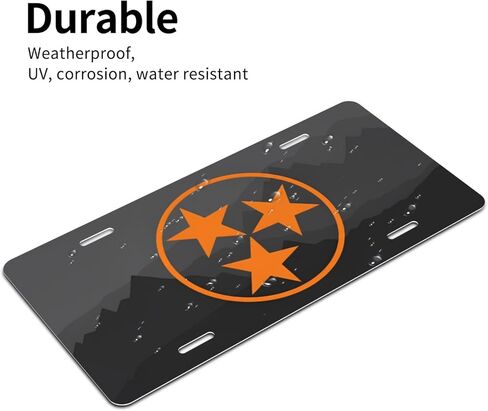 لوحة ترخيص Tennessee Orange Tri Star - لوحة تزيين من الألومنيوم للسيارات، علامة تلقائية أمامية مقاومة للماء مقاس 6 × 12، ديكور عالمي مناسب للسيارة in Kuwait