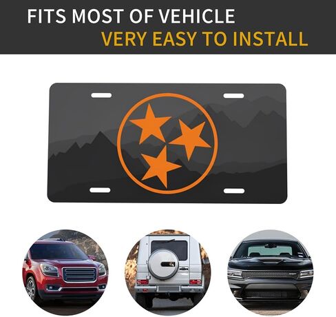 لوحة ترخيص Tennessee Orange Tri Star - لوحة تزيين من الألومنيوم للسيارات، علامة تلقائية أمامية مقاومة للماء مقاس 6 × 12، ديكور عالمي مناسب للسيارة in Kuwait