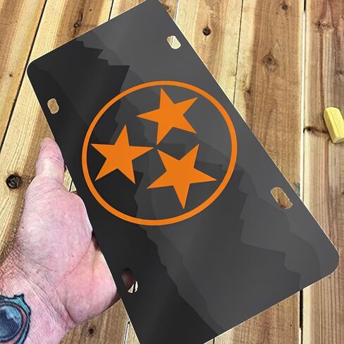 لوحة ترخيص Tennessee Orange Tri Star - لوحة تزيين من الألومنيوم للسيارات، علامة تلقائية أمامية مقاومة للماء مقاس 6 × 12، ديكور عالمي مناسب للسيارة in Kuwait