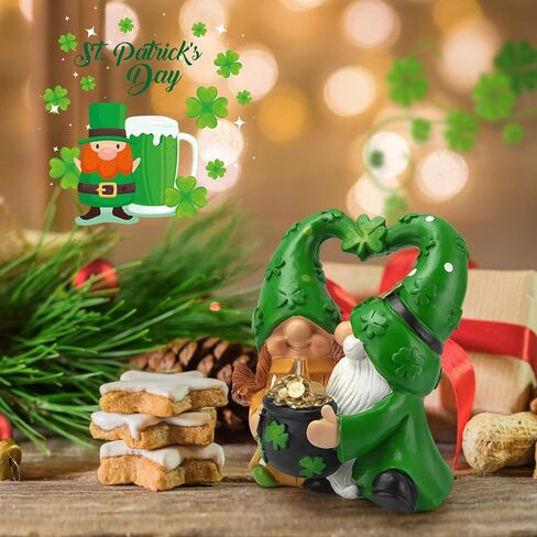 عيد القديس باتريك التماثيل الربيع الأيرلندية جنوم الزينة الهدايا شامروك التماثيل يوم القديس باتريك زينة للمنزل صينية متدرجة الجدول الحلي in Kuwait