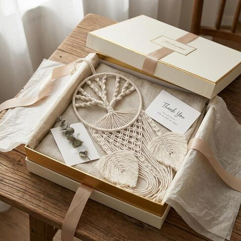 تعليقة جدارية بيضاء من Macrame Dreamcatcher، ديكور بوهو عمودي طويل 37 بوصة مع ريش وشجرة الحياة، نسيج قطني مصنوع يدويًا لغرفة النوم، مساحة التأمل، استوديو اليوغا - هدية روحية مهدئة in Kuwait