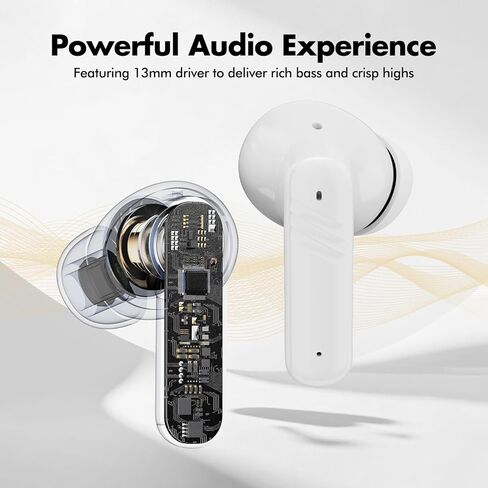 AI Translation Earbud, Audifonos Traductores Inglés Español Support 40+ Languages, Bluetooth 5.4 Wireless Earphones with 30H Playtime & ENC for Travel Business (White) in Saudi Arabia