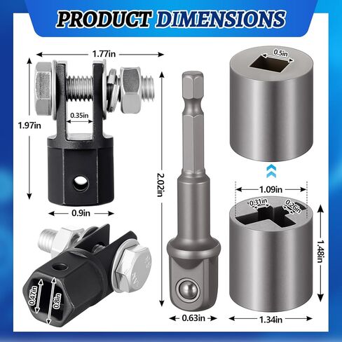 3 Pcs Scissor Jack Adapters Tool Heavy-Duty Universal Jack Socket Adapter for Hand Drill Scissor Car Jacks with a 1/2 in Socket Adapter Bit for 1/2 in Impact Wrench or 13/16 in Lug Wrench in Saudi Arabia