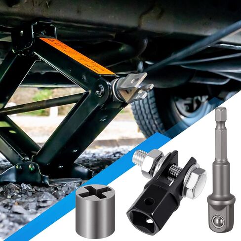 3 Pcs Scissor Jack Adapters Tool Heavy-Duty Universal Jack Socket Adapter for Hand Drill Scissor Car Jacks with a 1/2 in Socket Adapter Bit for 1/2 in Impact Wrench or 13/16 in Lug Wrench in Saudi Arabia