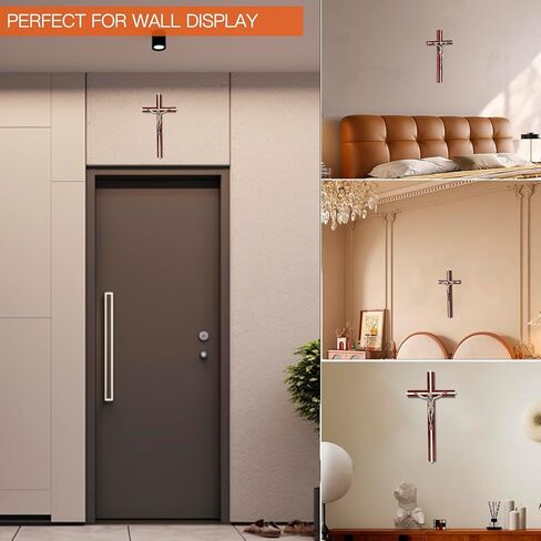 صليب SISSIDA للجدار، صلبان خشبية كاثوليكية مصنوعة يدويًا لتزيين الحائط، 10 بوصة، بني + ذهبي in Kuwait