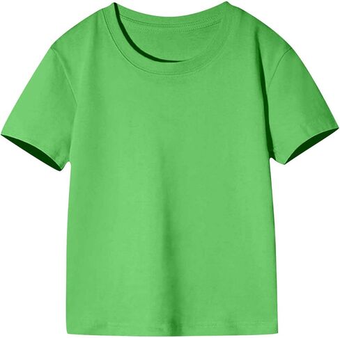 Girls Short Sleeve Tops Drop Shoulder Basic Plain T Shirts Cotton Crew Neck Summer Soft Smooth Blouses Tees in Saudi Arabia