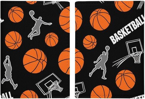 Fashion PU Card Case, Cute Passport Holder Cover, Waterproof Travel Wallet Cover For Women And Men Game Sports Basketball Print in Saudi Arabia
