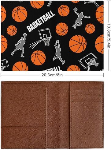 Fashion PU Card Case, Cute Passport Holder Cover, Waterproof Travel Wallet Cover For Women And Men Game Sports Basketball Print in Saudi Arabia