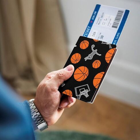 Fashion PU Card Case, Cute Passport Holder Cover, Waterproof Travel Wallet Cover For Women And Men Game Sports Basketball Print in Saudi Arabia