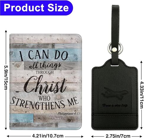 Passport Cover and Luggage Tag Set, PU Leather Passport Case Holder Travel Suitcase Tag, Travel RFID Blocking Passport Cover Passport Wallet for Women Men, Rustic Farmhouse Motivational in Saudi Arabia