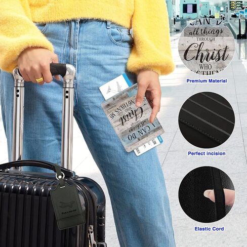 Passport Cover and Luggage Tag Set, PU Leather Passport Case Holder Travel Suitcase Tag, Travel RFID Blocking Passport Cover Passport Wallet for Women Men, Rustic Farmhouse Motivational in Saudi Arabia