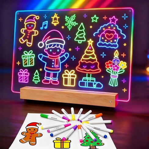 Upgraded Touch Control Rechargeable LED Note Board With Colors, Detachable Base, 17 Inch Easy to Write & Display Your Creativity, Light Up Acrylic Dry Erase Board for Bedside Table, Desktops in Saudi Arabia