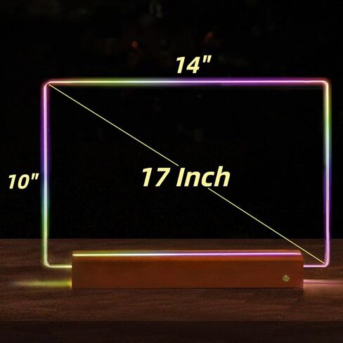 Upgraded Touch Control Rechargeable LED Note Board With Colors, Detachable Base, 17 Inch Easy to Write & Display Your Creativity, Light Up Acrylic Dry Erase Board for Bedside Table, Desktops in Saudi Arabia