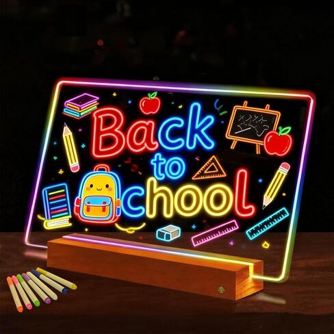Upgraded Touch Control Rechargeable LED Note Board With Colors, Detachable Base, 17 Inch Easy to Write & Display Your Creativity, Light Up Acrylic Dry Erase Board for Bedside Table, Desktops in Saudi Arabia