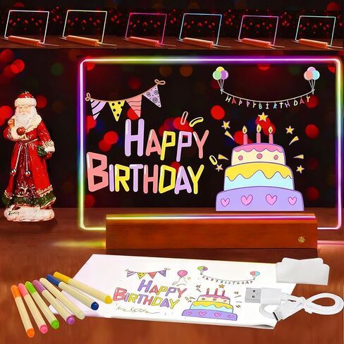Upgraded Touch Control Rechargeable LED Note Board With Colors, Detachable Base, 17 Inch Easy to Write & Display Your Creativity, Light Up Acrylic Dry Erase Board for Bedside Table, Desktops in Saudi Arabia