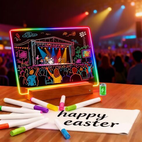 Upgraded Touch Control Rechargeable LED Note Board With Colors, Detachable Base, 17 Inch Easy to Write & Display Your Creativity, Light Up Acrylic Dry Erase Board for Bedside Table, Desktops in Saudi Arabia
