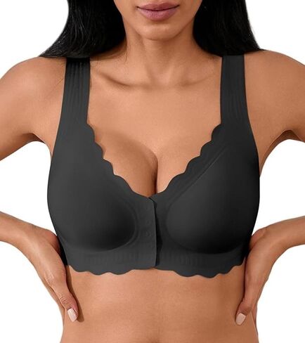 Front Closure Bras for Women No Underwire Seamless Wireless Push Up Full Coverage Comfort Tshirt Bras in Kuwait