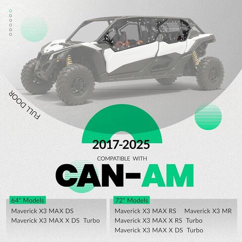 UTV Hard Cab Enclosure Upper Doors Compatible with 2017+ Can-Am Maverick X3 MAX X MR RS DS 64" 72" Models Steel+Plastic in Saudi Arabia
