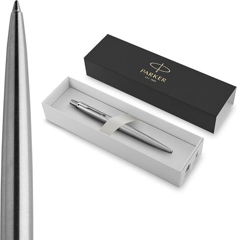 Parker Jotter Ballpoint Pen, Stainless Steel with Chrome Trim, Medium Point Blue Ink, Ideal Office Supplies, Gift Box in Kuwait