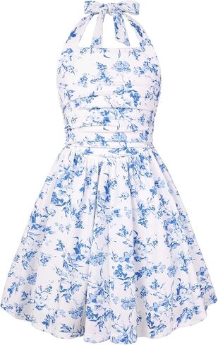 GRACE KARIN Girls Floral Summer Dress Spring Holiday Beach Party Sundress Halter Neck Tie Backless Dresses 7-14 Years in Kuwait