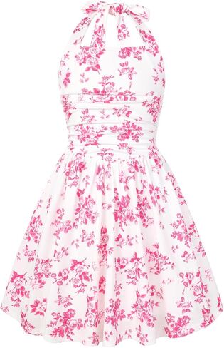 GRACE KARIN Girls Floral Summer Dress Spring Holiday Beach Party Sundress Halter Neck Tie Backless Dresses 7-14 Years in Kuwait