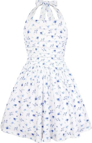 GRACE KARIN Girls Floral Summer Dress Spring Holiday Beach Party Sundress Halter Neck Tie Backless Dresses 7-14 Years in Kuwait