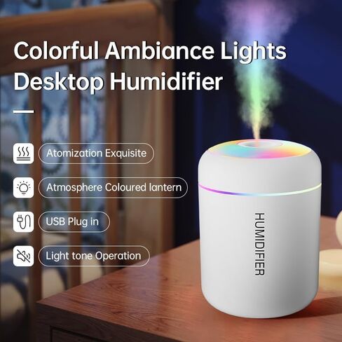 Colorful Cool Mini Humidifier, USB Personal Desktop Humidifier for Car, Office Room, Bedroom,etc. Auto Shut-Off, 2 Mist Modes, Super Quiet. in Saudi Arabia