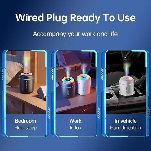 Colorful Cool Mini Humidifier, USB Personal Desktop Humidifier for Car, Office Room, Bedroom,etc. Auto Shut-Off, 2 Mist Modes, Super Quiet. in Saudi Arabia