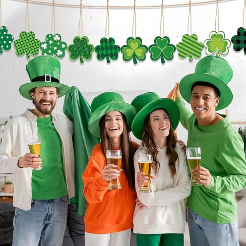 36 Pcs St. Patrick's Day Shamrock Hanging Ornaments 3.15 Inch Lucky Clover Wooden Cutouts for Tree Green Shamrock Wood Hanging Decorations with Rope for Irish Holiday Home Small Tree Craft Party Decor in Saudi Arabia