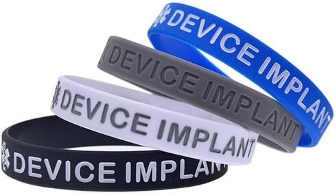 5 عبوات من أساور المعصم المصنوعة من السيليكون للتنبيه الطبي بدون جهاز التصوير بالرنين المغناطيسي للرجال والنساء، أساور الهوية الطبية للتوعية الصحية، أساور معصم للزرع بجهاز التصوير بالرنين المغناطيسي في الهواء الطلق in Kuwait