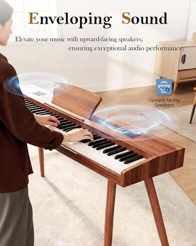 Longeye Digital Piano 88 Keys Wood Piano Keyboard Semi Weighted Electric Piano for Beginners and and Professionals with Triple Pedal, Headphone, Music Rest Support MIDI Connection MOOD Walnut in Kuwait