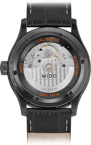 ساعة MIDO Multifort Dual Time - سويسرية أوتوماتيكية للرجال - مينا أسود - هيكل 42 ملم - M0384293605100 in Saudi Arabia