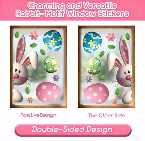 Easter Clings Decorations for Glass Window - 64 Pcs 3D Double-sided Spring Bunny Egg Flowers Leaves Stickers, Happy Easter Decals for Ornaments Home Office Door Classrom Holiday Party Decor (6 Sheets) in Saudi Arabia