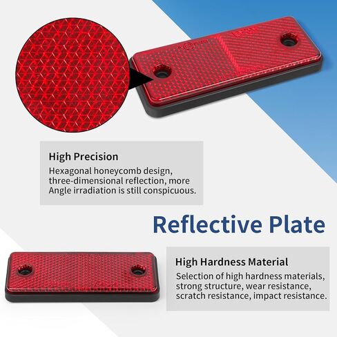 10 Pack Red Screw on Rectangular Reflectors for Mailbox, Motobikes, Trailers, Trucks, Boats, Suv's, RV's in Saudi Arabia