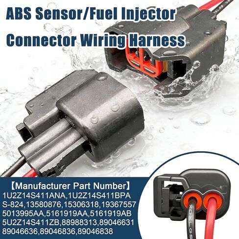 1U2Z14S411ANA 8Pcs ABS Sensor/Fuel Injector Connector Wiring Harness Compatible with Select GMC Ford F-150 250 350/Chrysler/Chevy/Dodge Ram 1500 2500/Jeep Vehicles Replaces 15306318 S-824 in Saudi Arabia