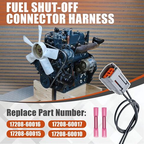 Fuel Shut Off Solenoid Connector Plug – Fits Kubota D905/D1005/V1305/V1505 – Connector Harness Replacement – Replaces 17208-60016, 17208-60015, 17208-60017, 17208-60010 in Saudi Arabia