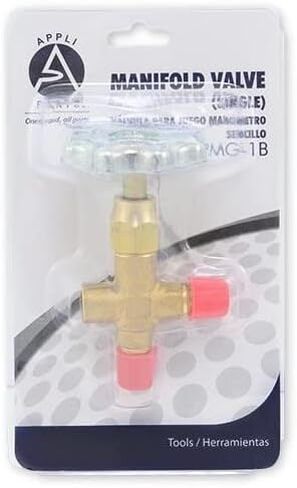 Appli Parts APMG-1B Single Manifold Valve for Refrigeration and Air Conditioning 1/4 in SAE connections Hi or Low pressure Gauge and hose purchase separately in Saudi Arabia