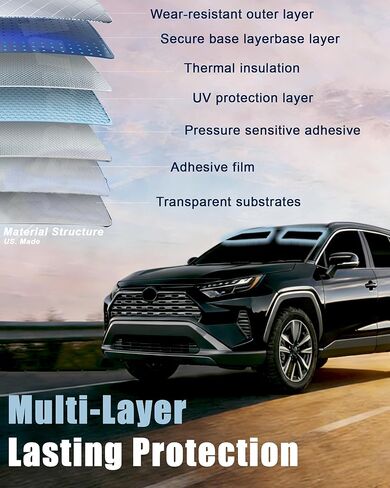 شريط الشمس للزجاج الأمامي من AUTOTEK لسيارة Toyota Rav4 2019-2025 | شاشة حماية من الشمس للسيارات ملائمة وسهلة التركيب | طبقة تظليل نافذة السيارة مضادة للوهج والأشعة فوق البنفسجية | أسود in Kuwait