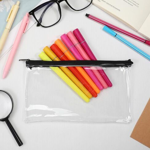 10 Pack Clear Cash Register Clear Plastic Cash Envelopes Money Pouch Bank Deposit Bag Check Wallet Receipt Coupon Stickers Stamps Envelope Case Index Card Holder Organizer Zipper Closure 4.7x 8.4 Inch in Saudi Arabia