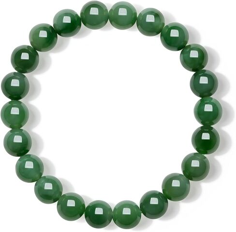 Real Jade Bracelet for Women Green Jade Beaded Bracelets Healing Gemstone Beads Good Luck Jewelry Her Men Mother Gifts Birthday Anniversary New Year 7.1/7.5"(18/19cm) in Saudi Arabia